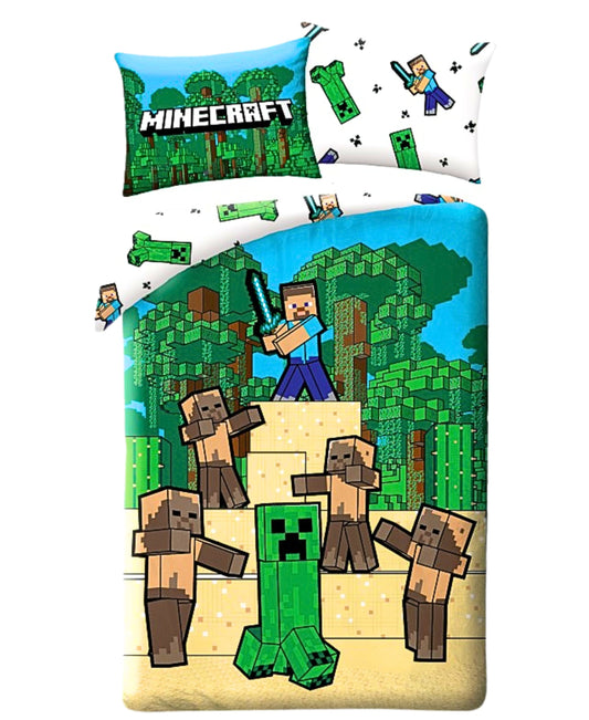 Minecraft Creeper & Steve Bettwäsche Set 2-tlg. 135-140x 200 cm