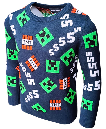 Strickpullover Minecraft Creeper & TNT