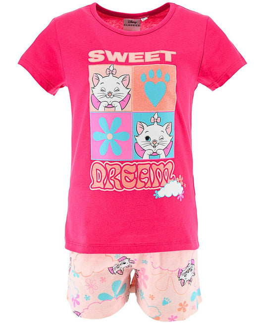 Schlafanzug kurz Disney Aristocats Marie mit Glitzerdetails