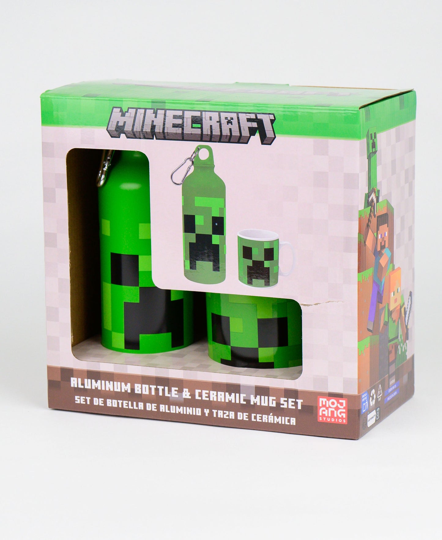 Minecraft Set Alu-Trinkflasche & Keramik Tasse