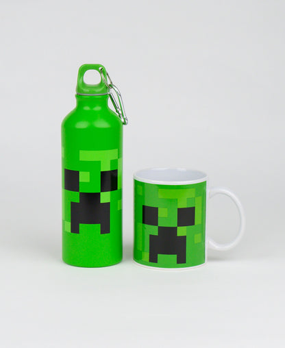 Minecraft Set Alu-Trinkflasche & Keramik Tasse